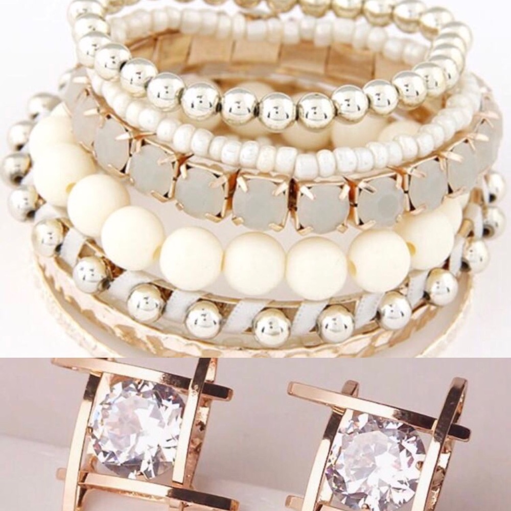 ⚡️NEVER WORN⚡️GOLD/SILVER STUDE & PEARL BRACELET